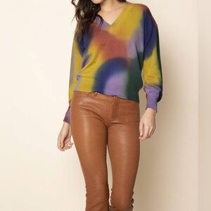 27 miles Cashmere and cotton colourful v neck sweater top